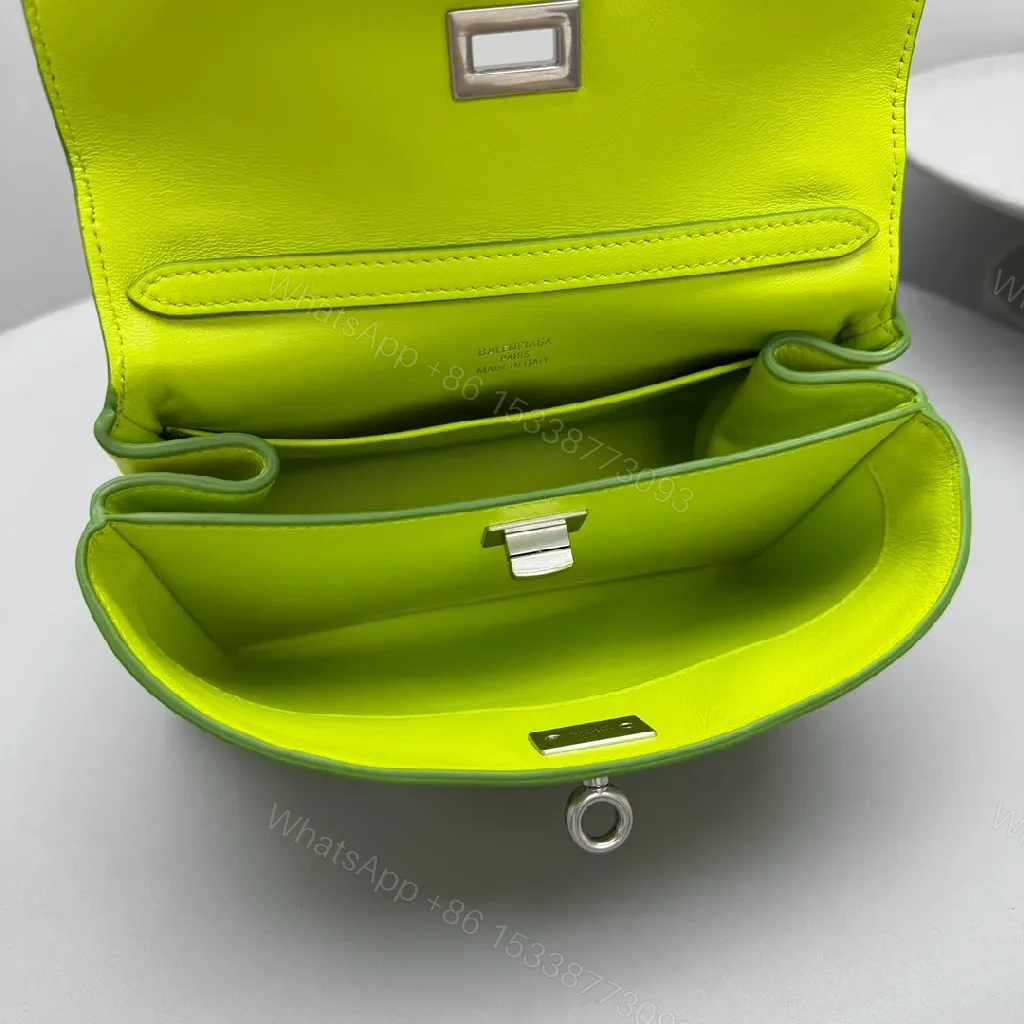View 9 of Neon Lime Leather Mini Bag – Luxe, Versatile, Compact