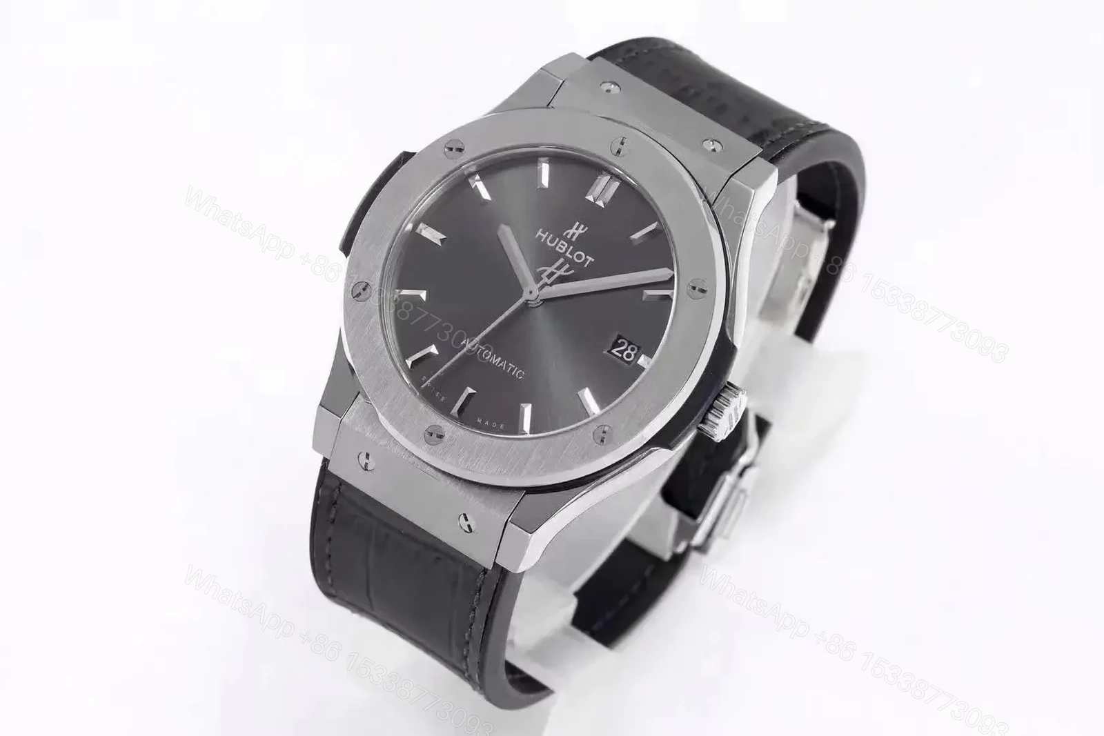 View 4 of Hublot Classic Fusion Titanium Automatic Watch Grey Dial Black Strap