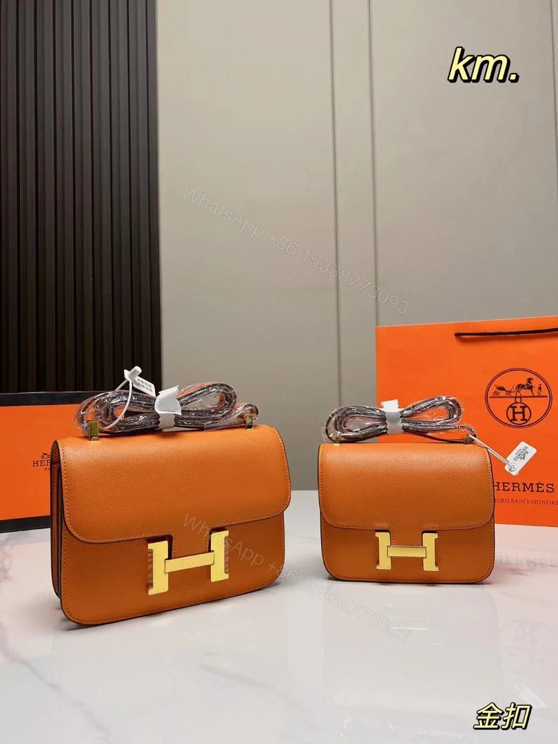 View 3 of HERMES CONSTANCE MINI EPSOM GOLD-TONED HARDWARE ORANGE 18CM