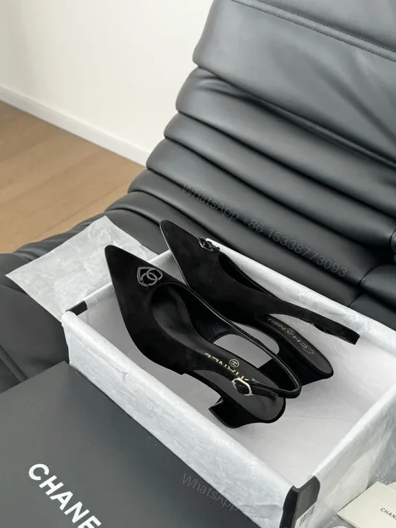 View 8 of Chanel-Style Black Suede Slingbacks: Luxe Everyday Heels