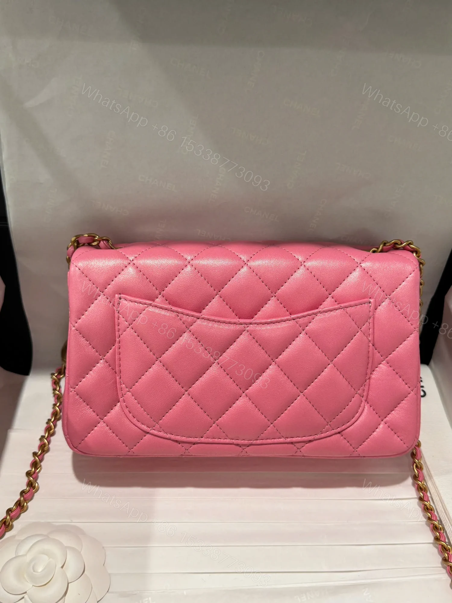View 5 of Chanel Classic Bell Bag Like Auth Handbags Bink Lock Gold Smooth Leather 20cm
