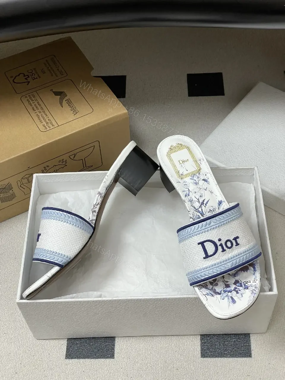 View 8 of Linen Floral-Print Slides, Luxe Comfort, Unisex Fashion Sandals