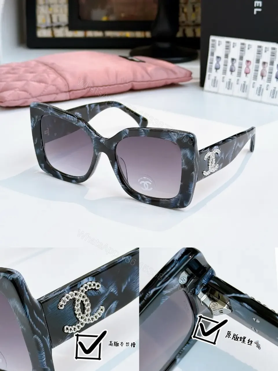 View 9 of Chic Square-Frame Sunglasses with Gold Accents – Statement Pair