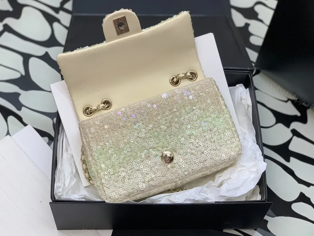 View 9 of Champagne Sequined Clutch: Chanel-Inspired, Lux Texture