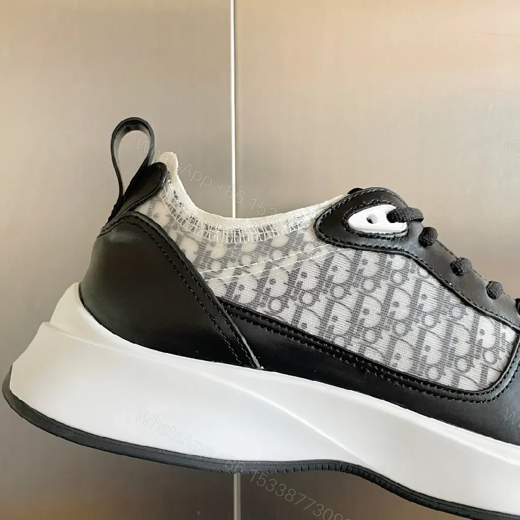 View 9 of Black Leather-Chic Low-Top Sneakers with Cushioned Sole