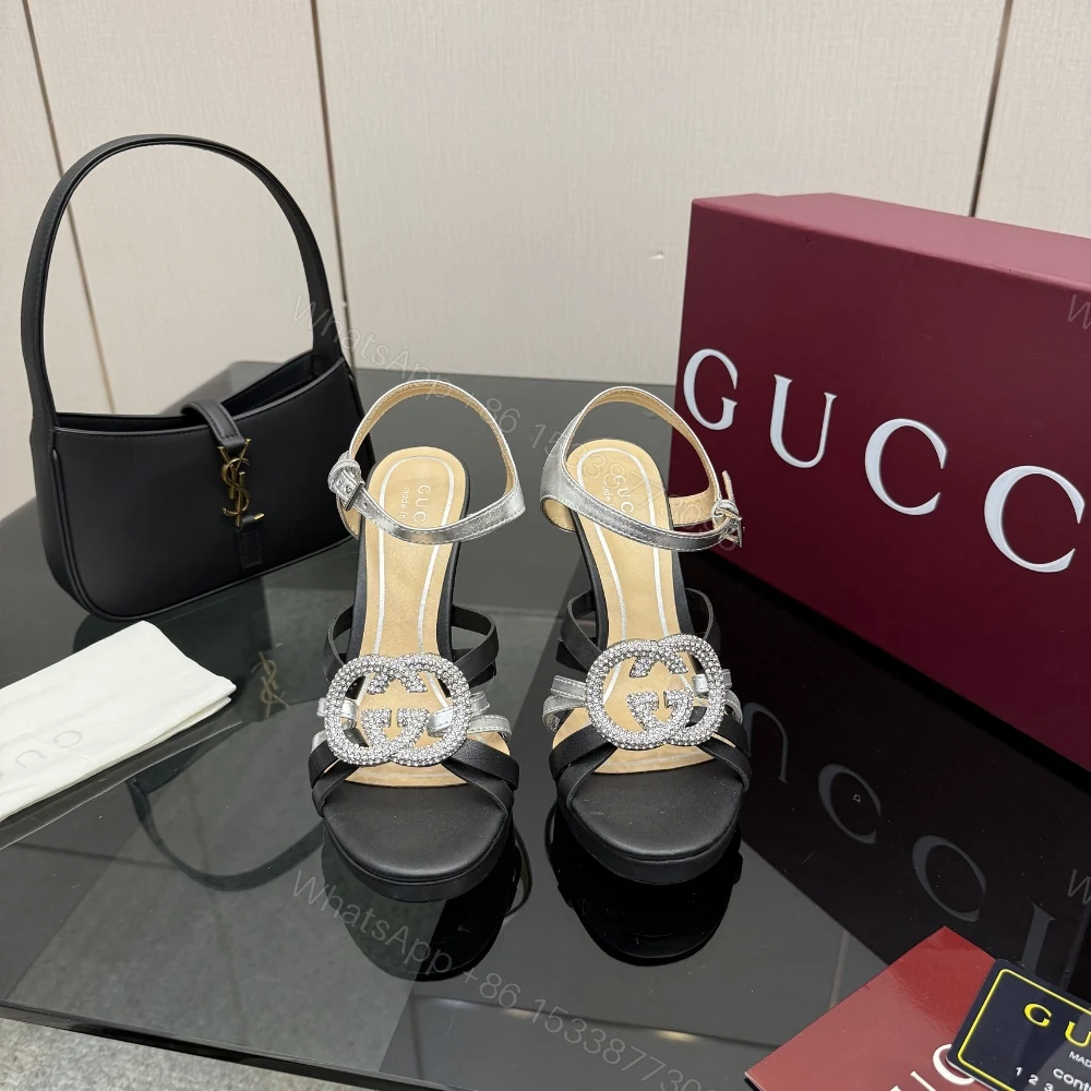 View 3 of Gucci Women Pump With Crystal Interlocking G Black