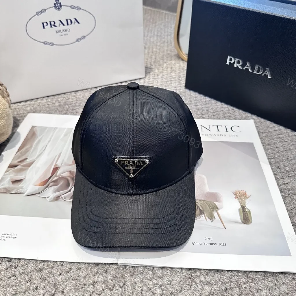 View 4 of Black Structured Cap, Minimal Prada Emblem, Premium Streetwear
