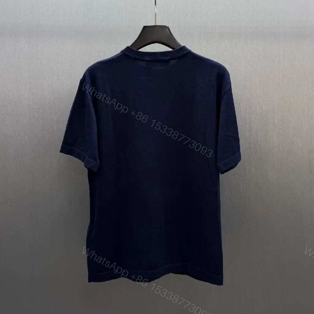 View 2 of Dark Navy Velvet-Lined Essential Tee with Gold Crest Emblem