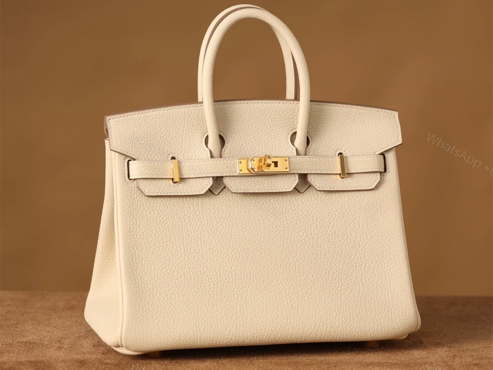 View 2 of 高仿真皮HermesBirkin25柏金包正品級別奶昔金扣