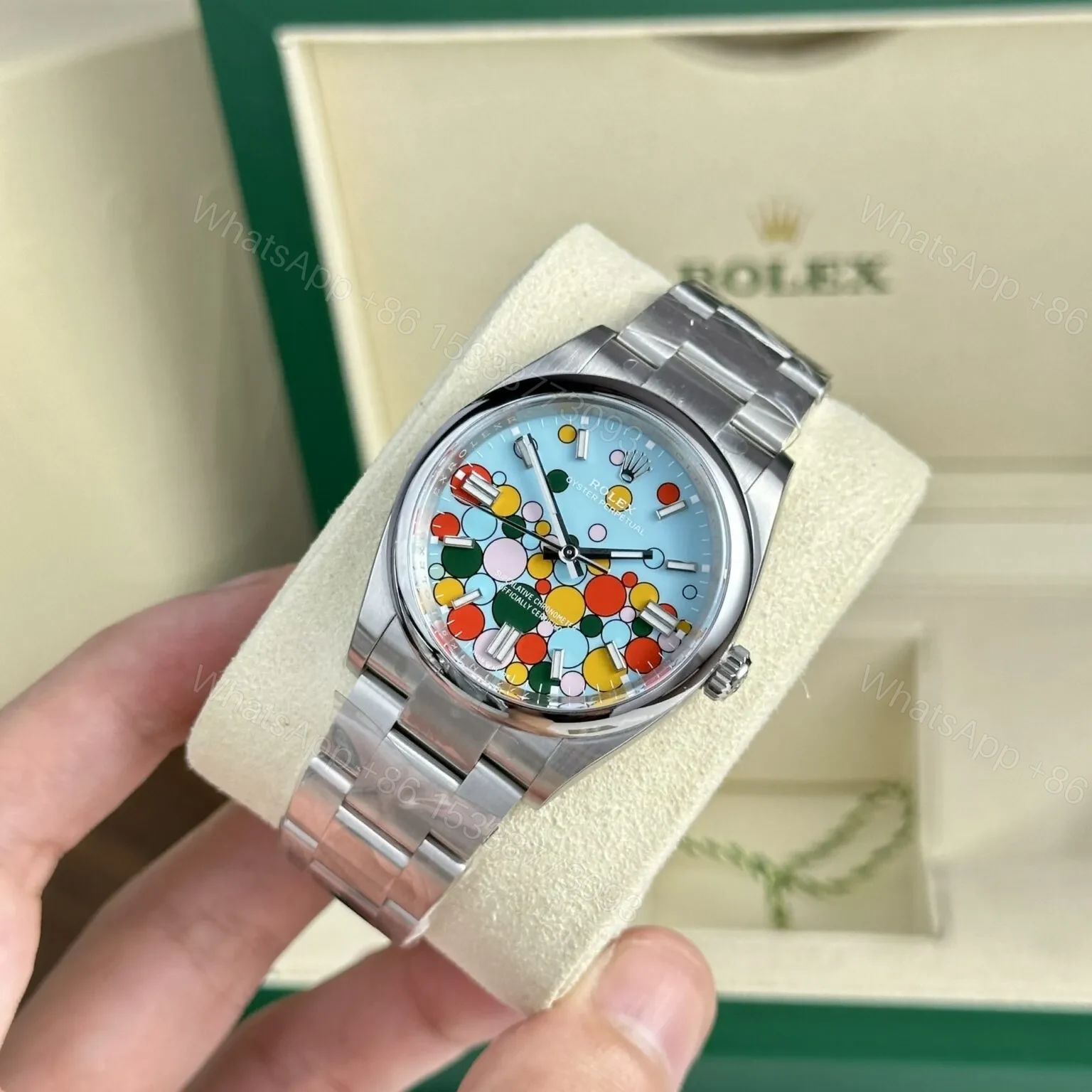 View 2 of Superclone Rolex Oyster Perpetual Turquoise blue Dial 277200 31 mm