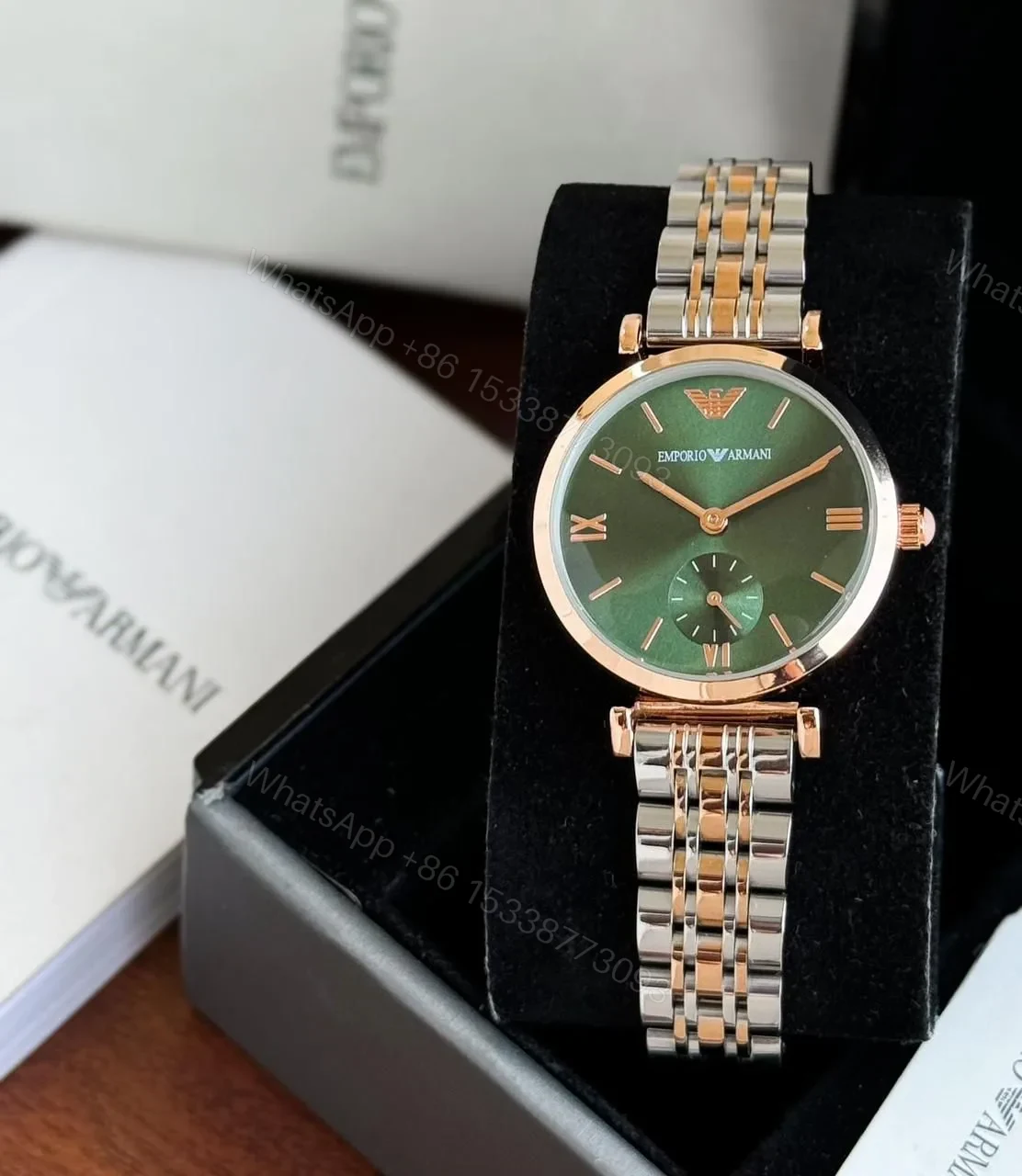 View 2 of Emporio Armani Women’s Watch – Rose Green Dial