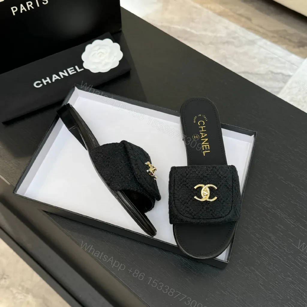 View 9 of Quilted Black Slip-Ons with Gold Logo – Luxury Comfort