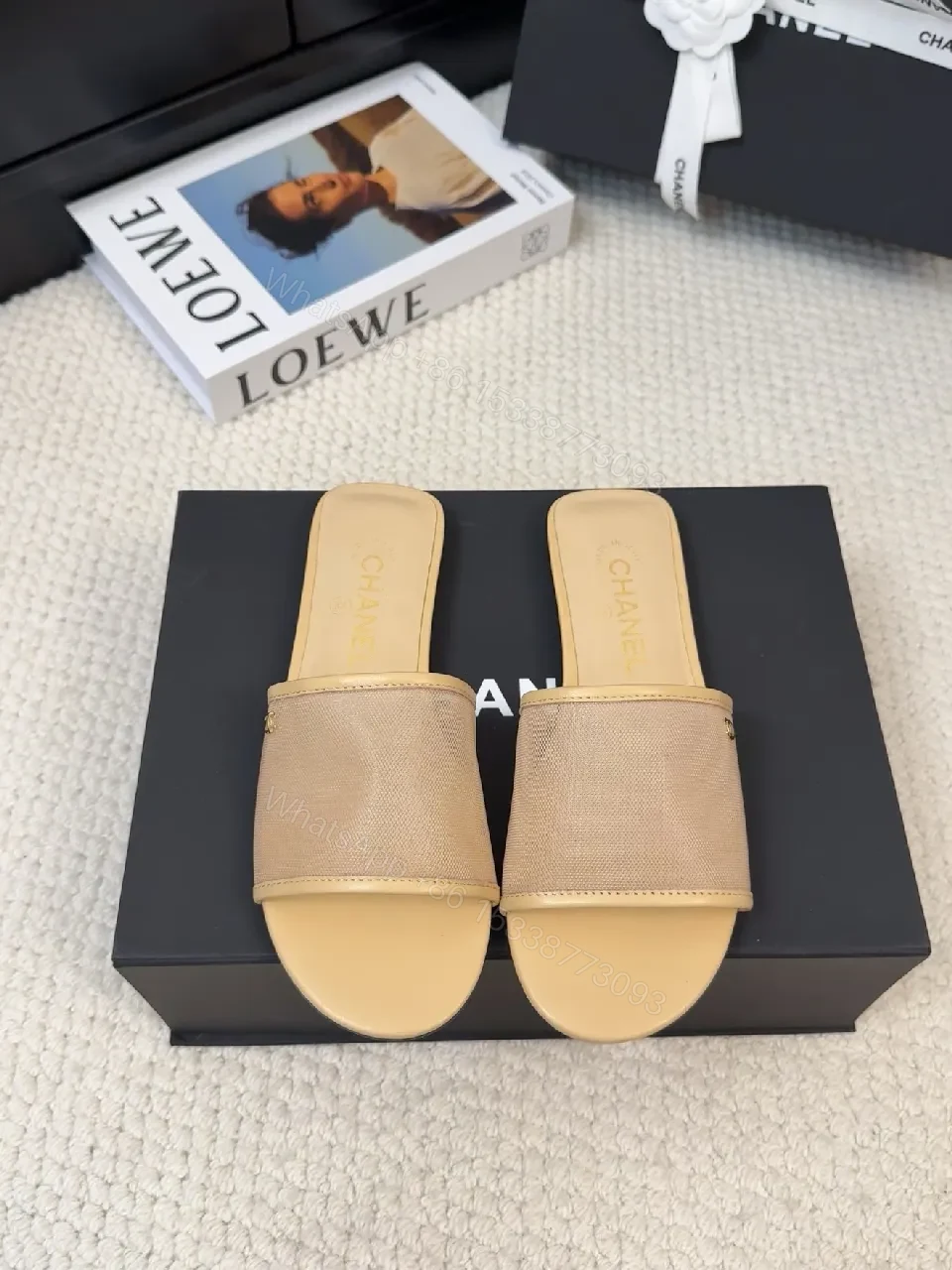 View 2 of Beige Textured Slip-Ons with Soft Elastic Band Sandals