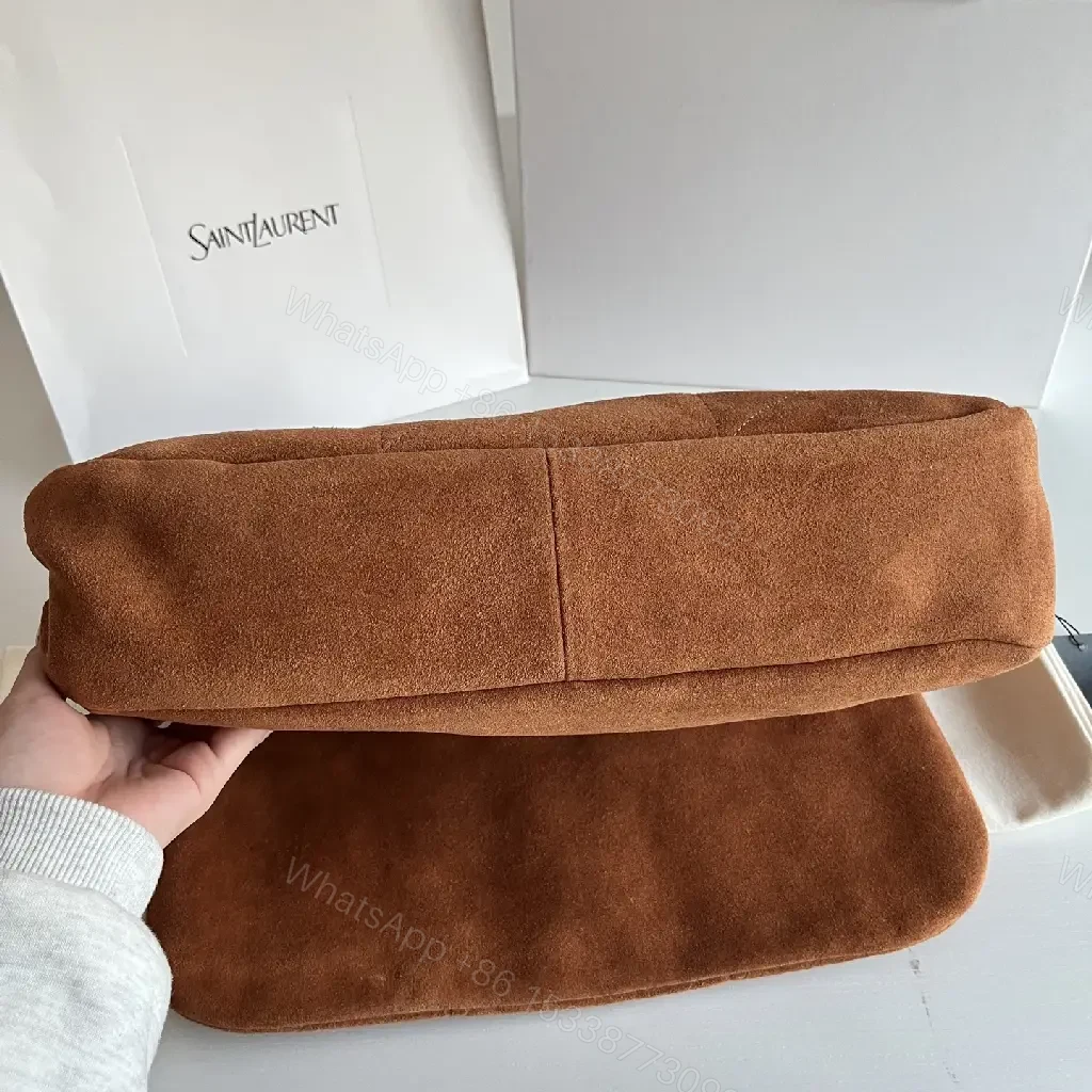 View 9 of Soft-Touch Suede Quilted Shoulder Bag, Gold Hardware, Everyday Luxe