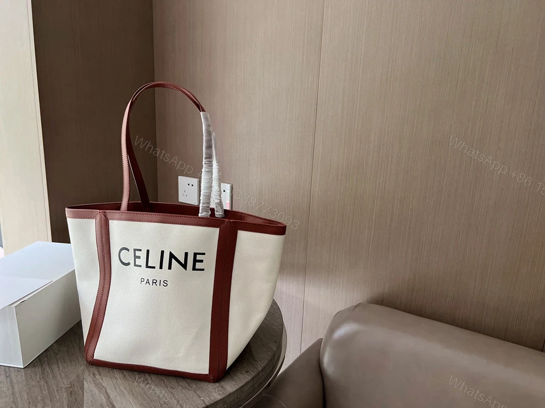 View 6 of CELINE LARGE SQUARE IN TEXTILE WITH PRINT AND CALFSKIN BROWN 48CM