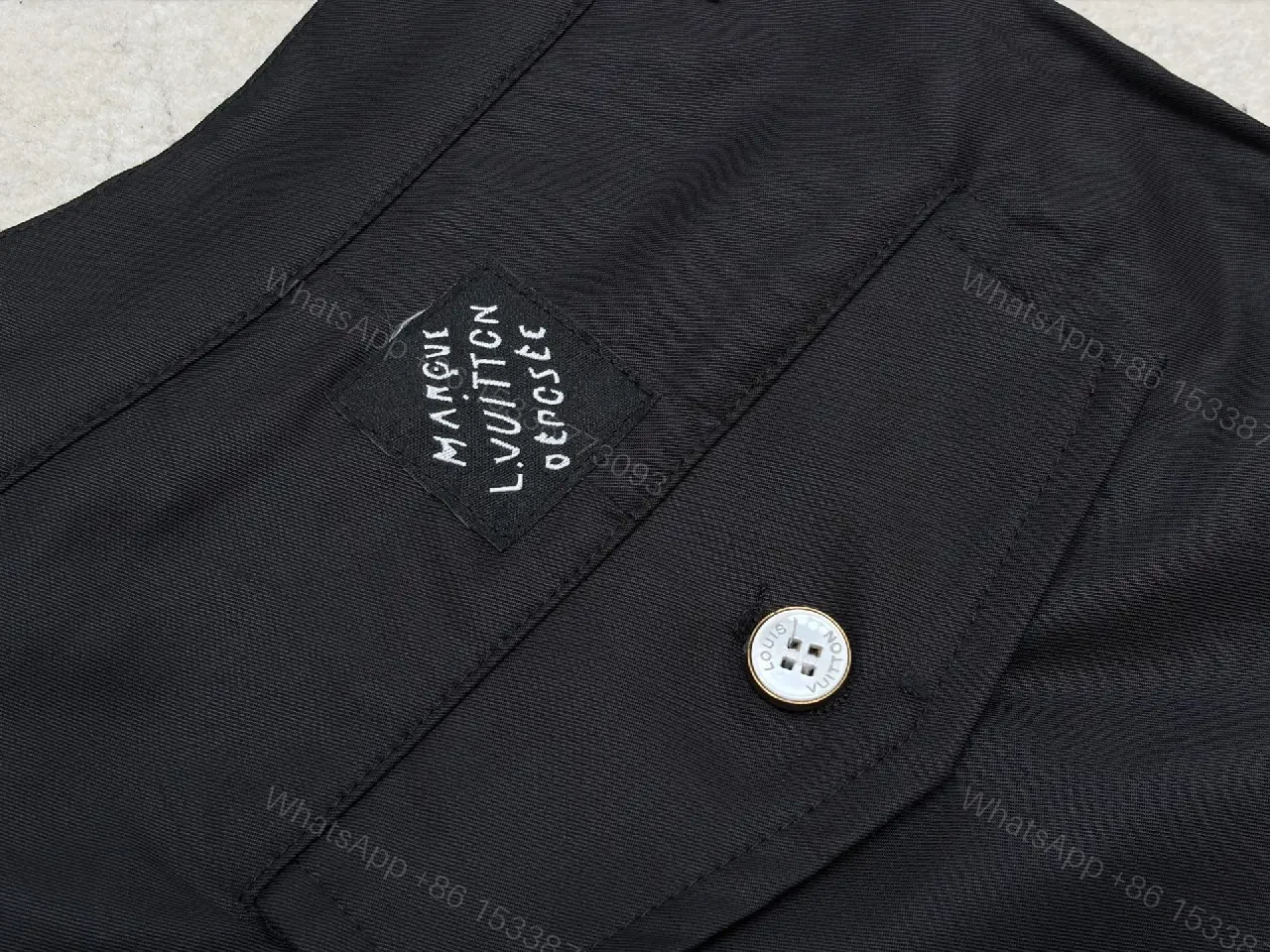 View 4 of Black Nylon Cargo Shorts Louis Vuitton Style Utility Pockets Shortage Key Feature