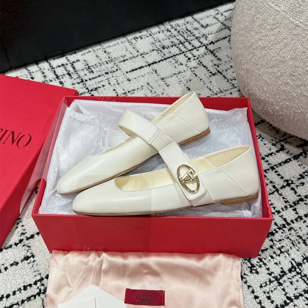 View 5 of 高仿Valentino*5W2S0JD方頭單鞋小牛皮白色平底免檢版