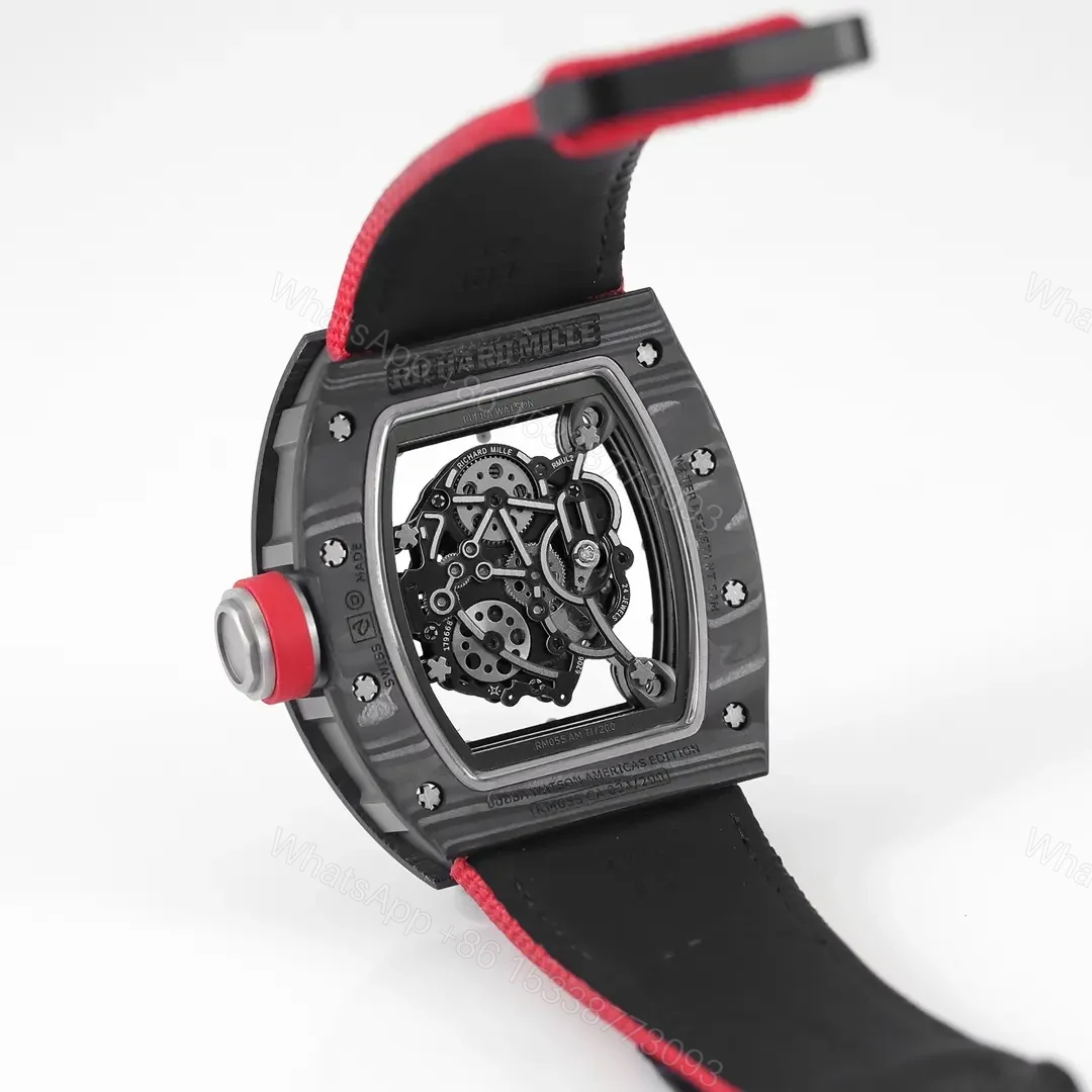 View 6 of RM Factory KU+ Carbon Fiber Watch, Red Strap, V5