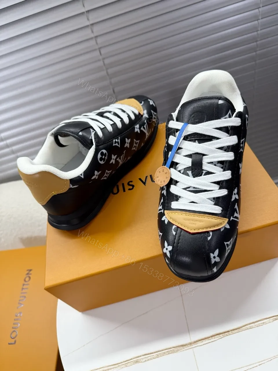 View 3 of Monogram Patterned Leather Sneakers, Luxury Everyday Comfort