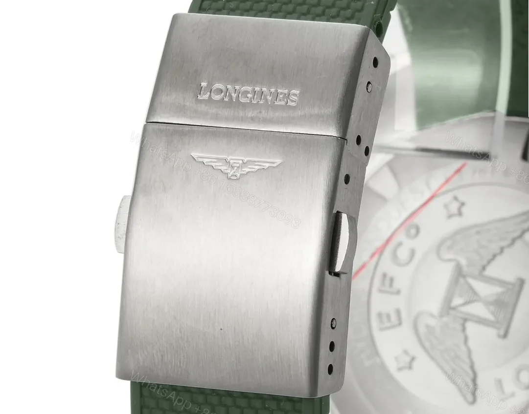 View 9 of Longines Conquest Green Dial Automatic Diver’s Watch with Stainless Steel Case and Green Rubber Strap