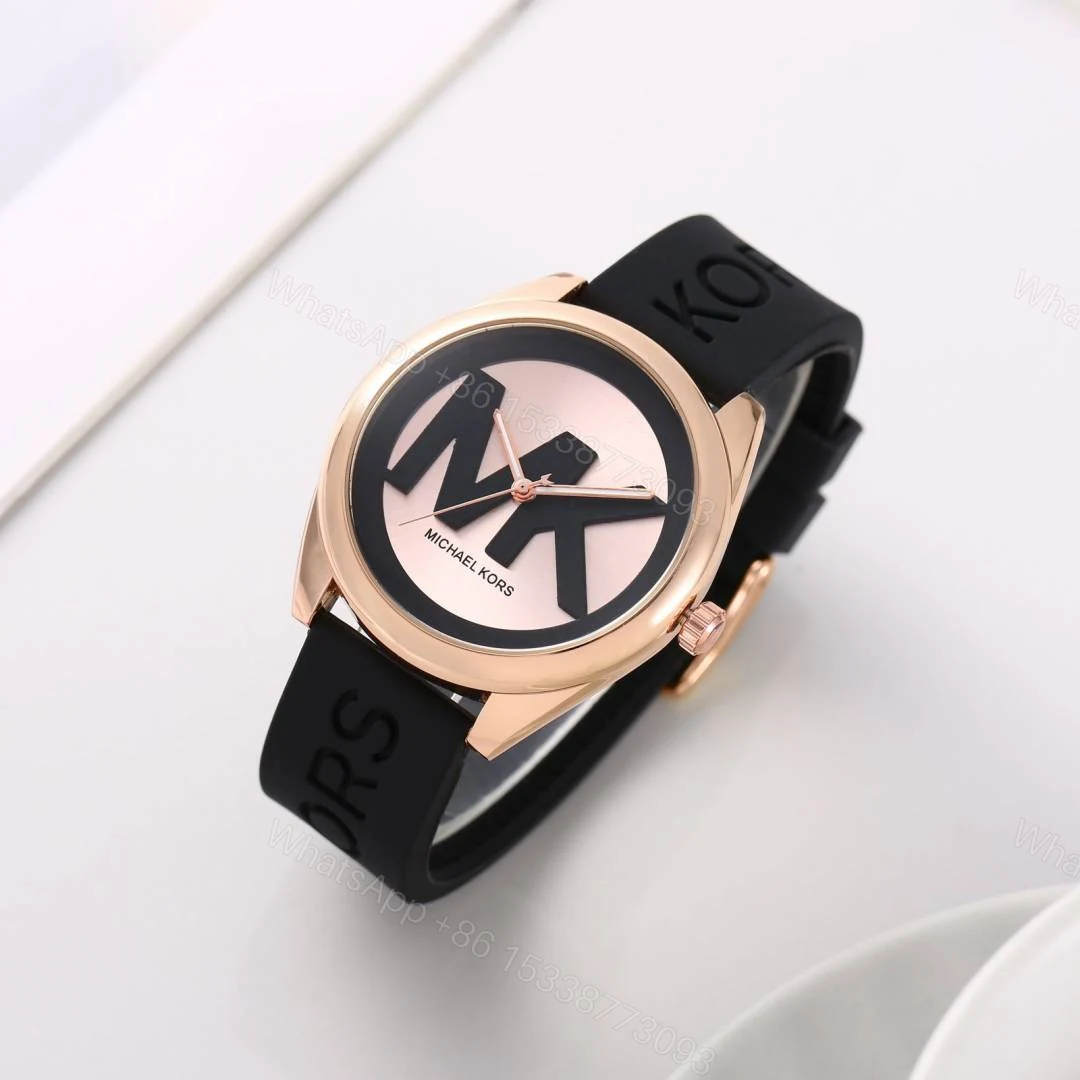 First Copy Michael Kors Runway Rose Gold Black Silicone Women’s Analog Watch — view 1