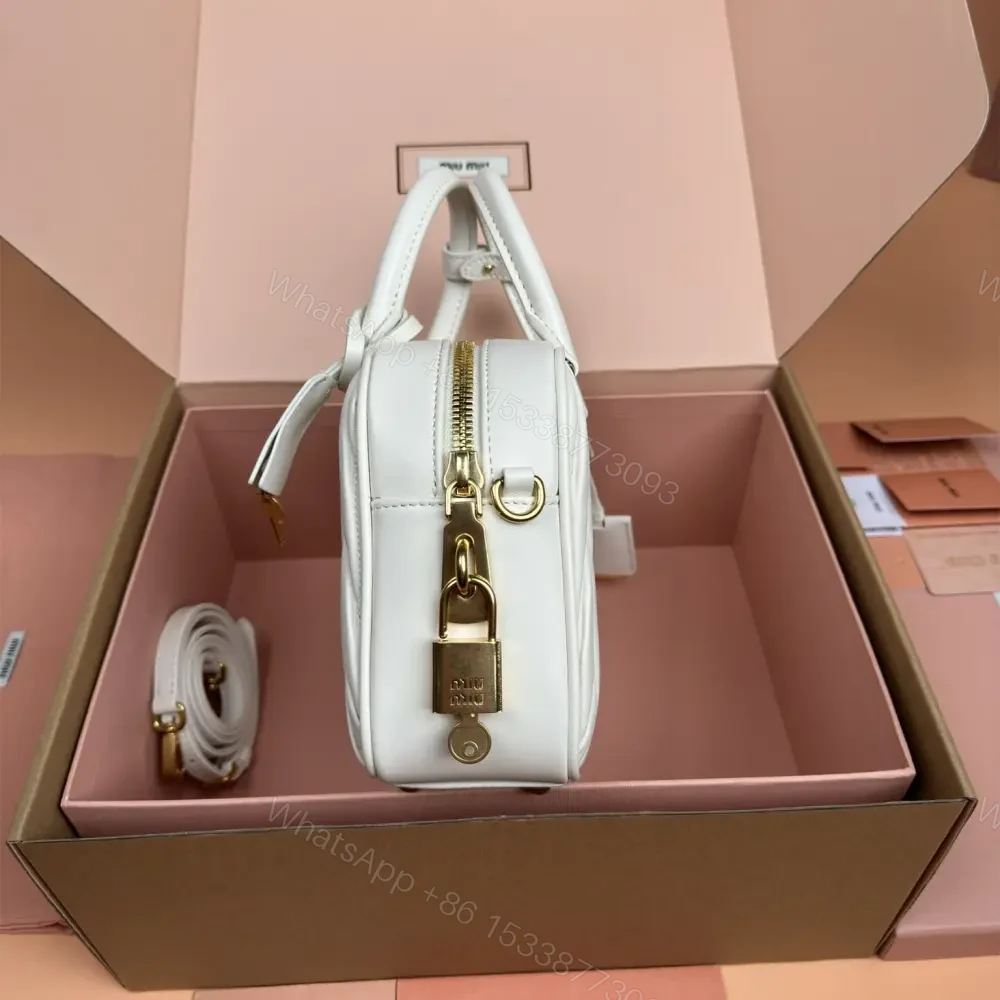 View 9 of 高仿miumiu*Arcadie系列5BB124小羊皮單肩包白色大號免檢版