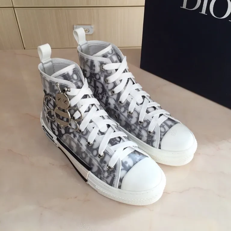 View 4 of Monochrome Dior High-Top Sneakers: Signature Texture