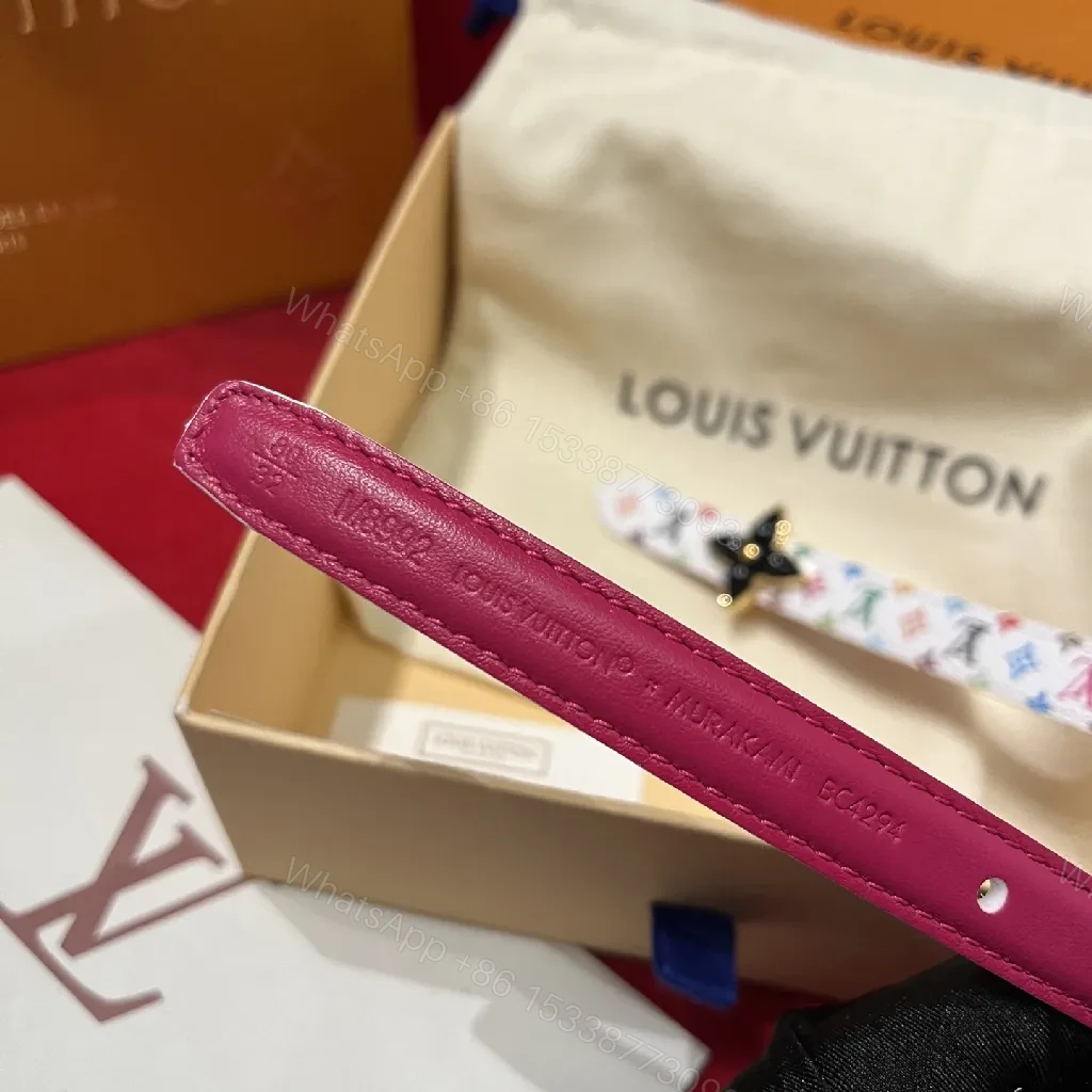 View 2 of Colorful Monogram Belt with Fleur-de-Lis Clasp, Luxe Contrast