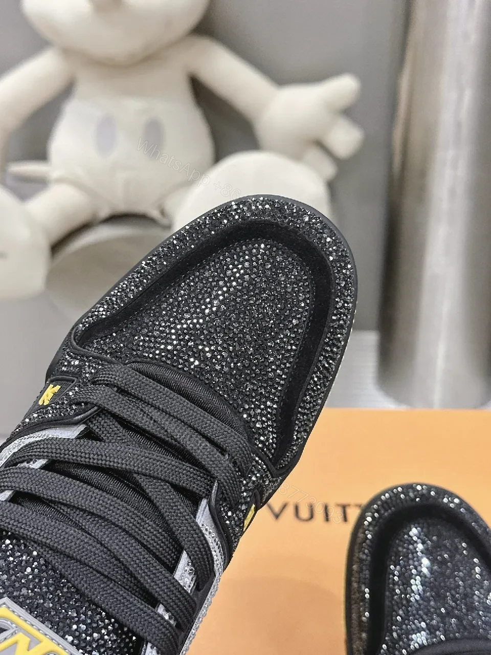 View 4 of Bold Textured Trainer Luxe: Glitter Knit & Neon Outsole