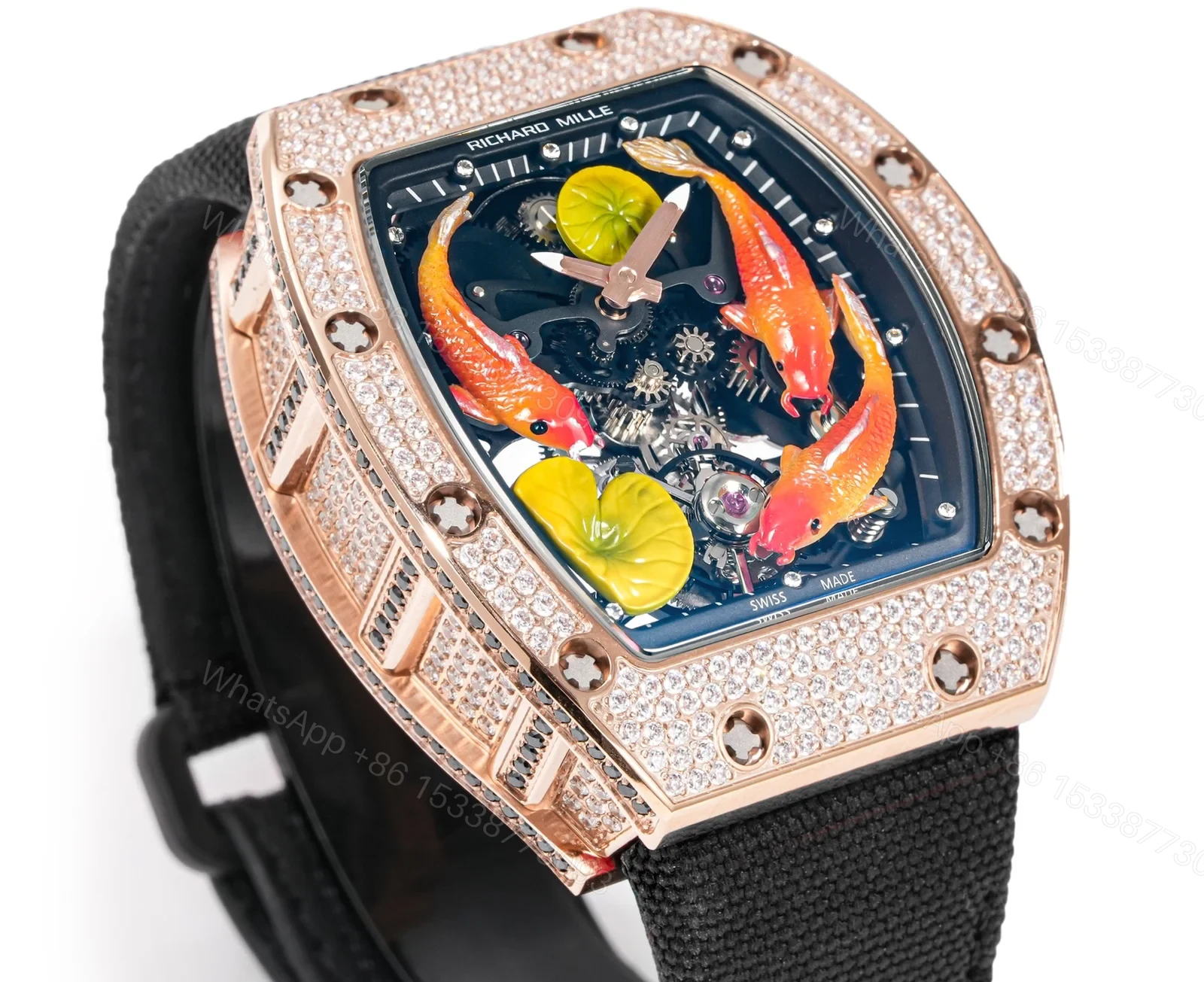 View 4 of Richard Mille RM S10 Koi Tourbillon Red Gold Diamond Watch RMS10-KOI-BK-02