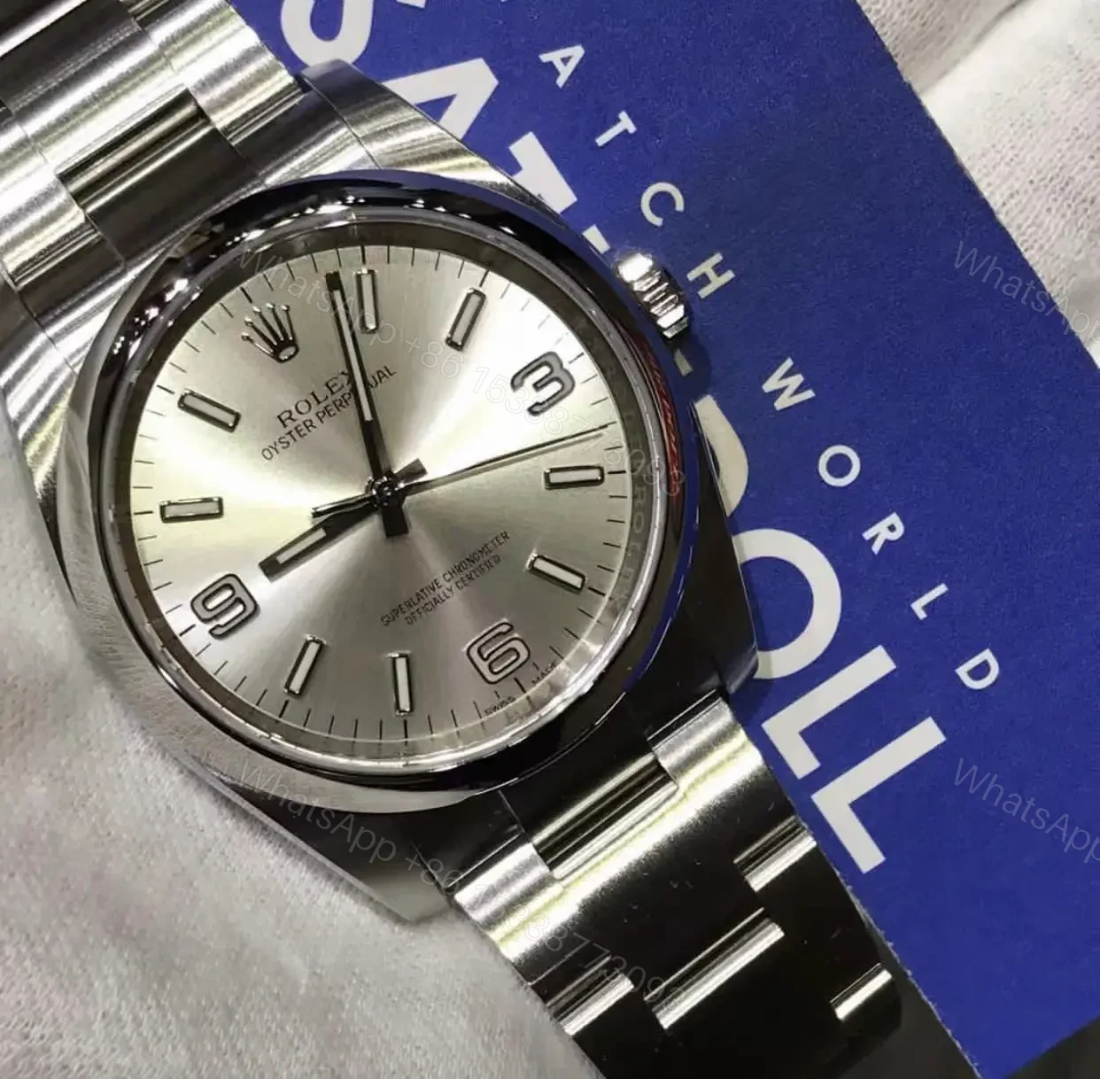 View 7 of Rolex Oyster Perpetual 36 Silver New Stainless Steel Bracelet Stunning 116000-0012