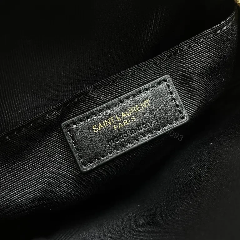 View 9 of Quilted Circular Crossbody Bag with Gold-YSL Emblem