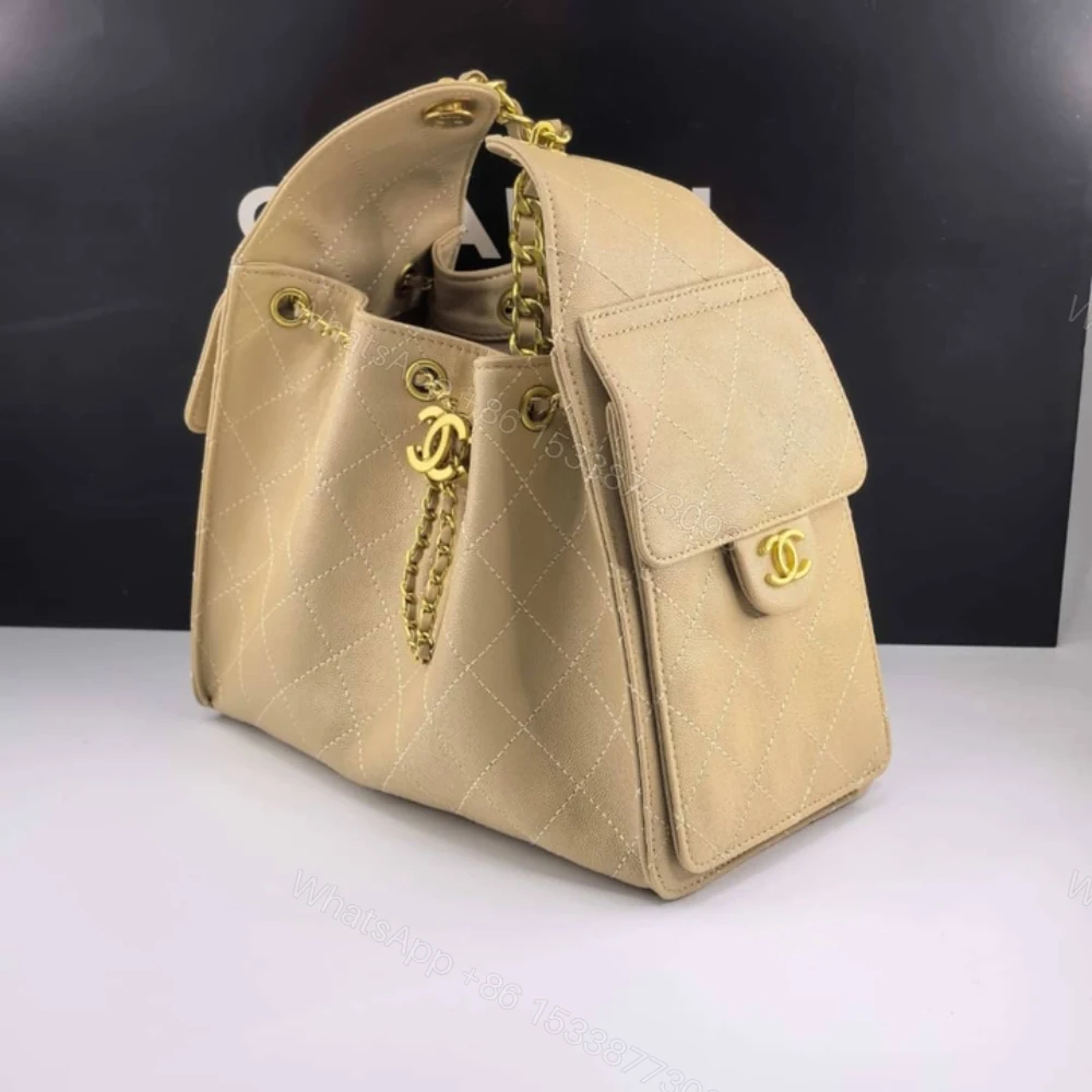 View 4 of Chanel 25 Small Handbag Grained And Gold Tone Metal Beige 25Cm