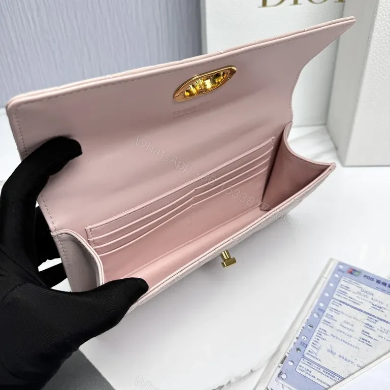 View 6 of Soft Pink Quilted Luxe Handbag with Gold Hardware