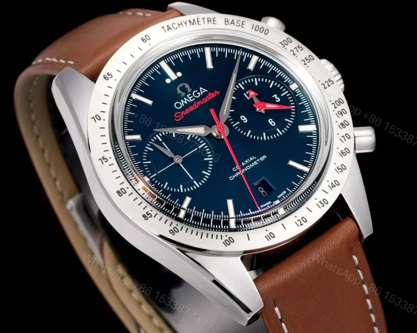 View 3 of Omega Speedmaster 57 Blue Replica Brown Leather Strap 42MM Premium 331.12.42.51.03.001
