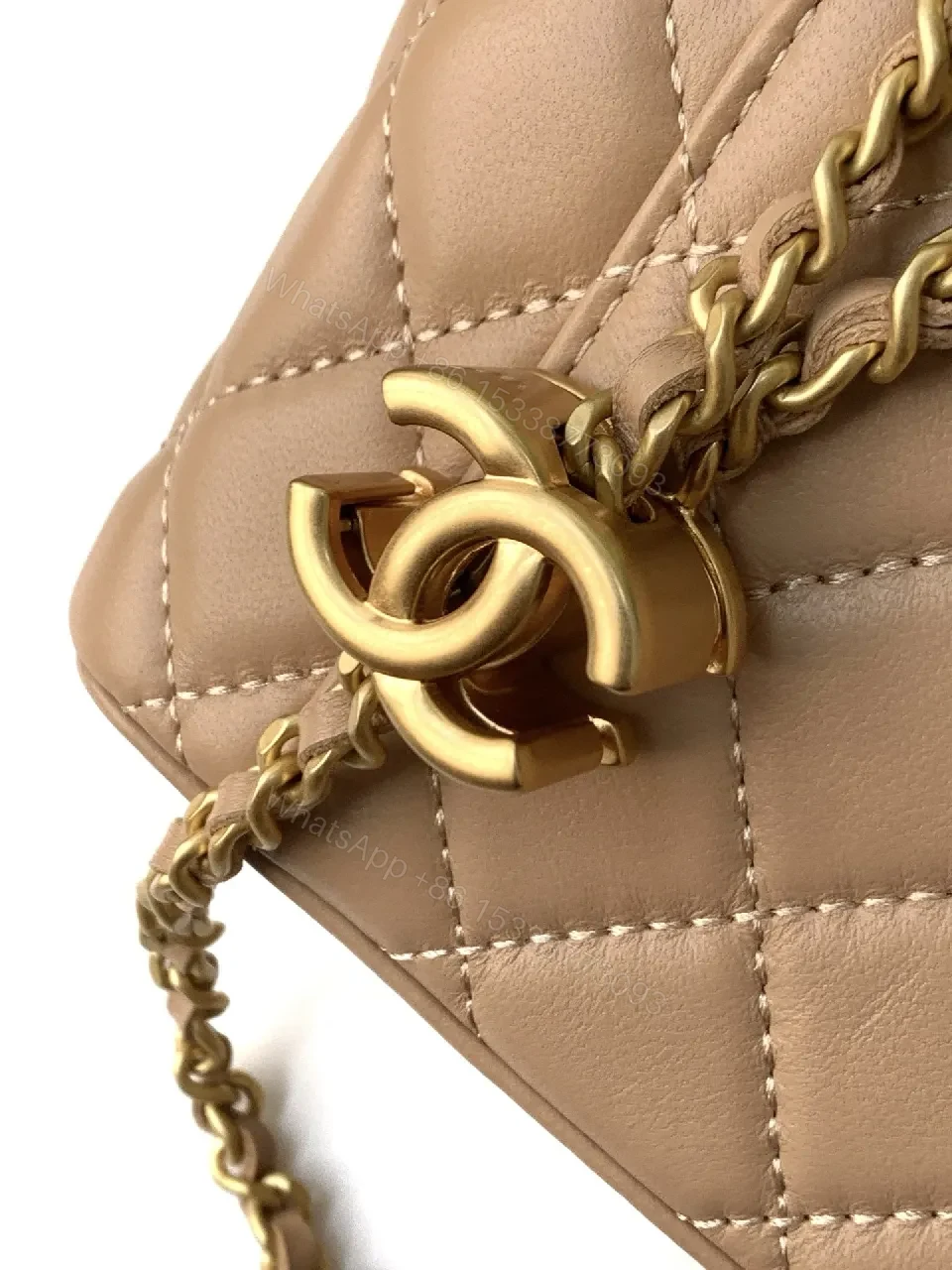 View 2 of Soft Pink Quilted Crossbody with Gold Chain – Everyday Luxury Bag