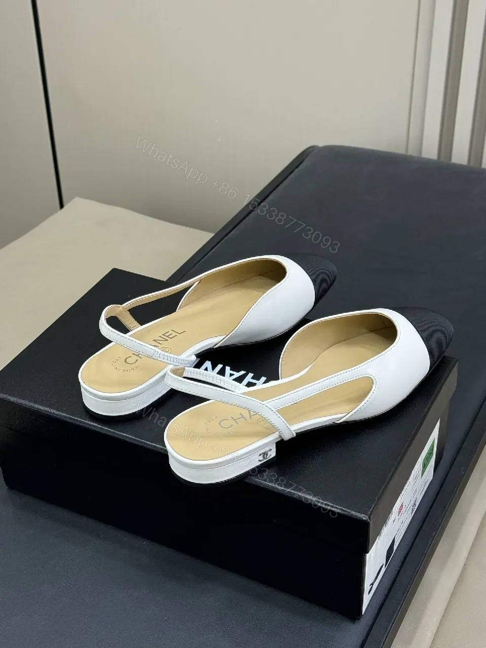 View 4 of Black & White Slingback Heels – Minimalist Style, All-Day Comfort
