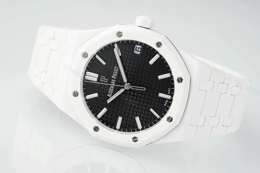 View 5 of Replica AP Royal Oak White Ceramic Black Dial 41mm