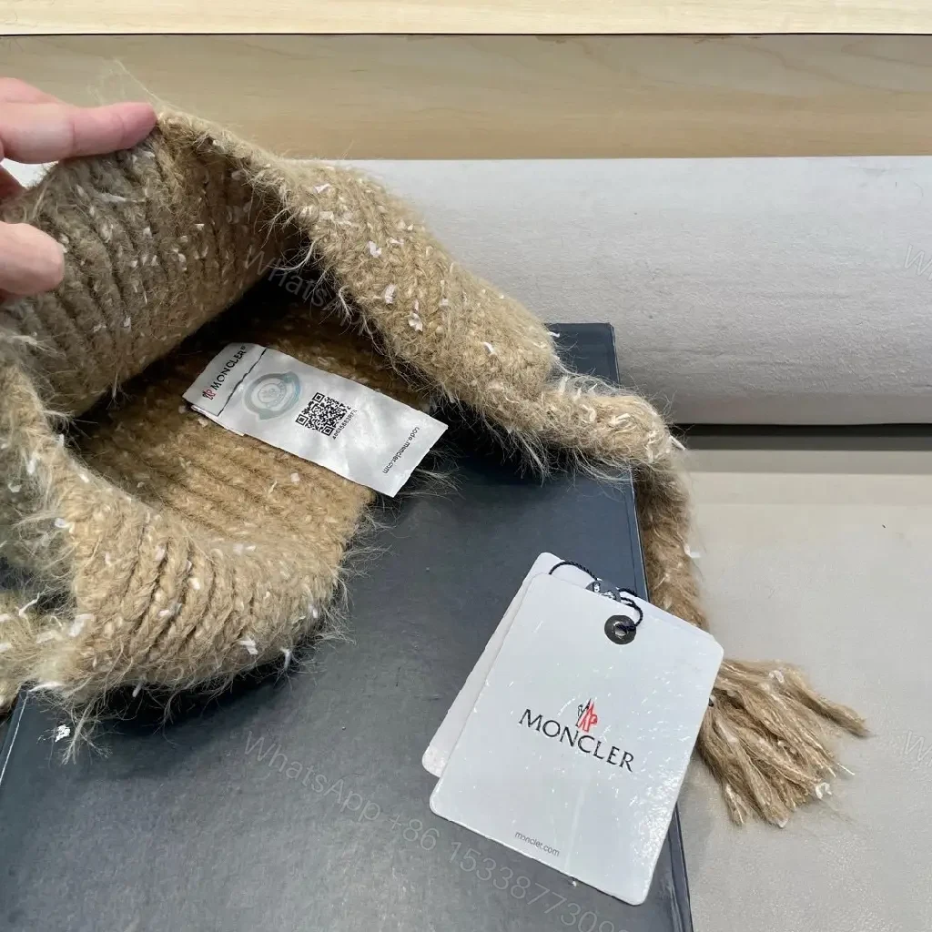 View 2 of Cozy Boucle Knit Beanie with Moncler Patch – Textured Warmth