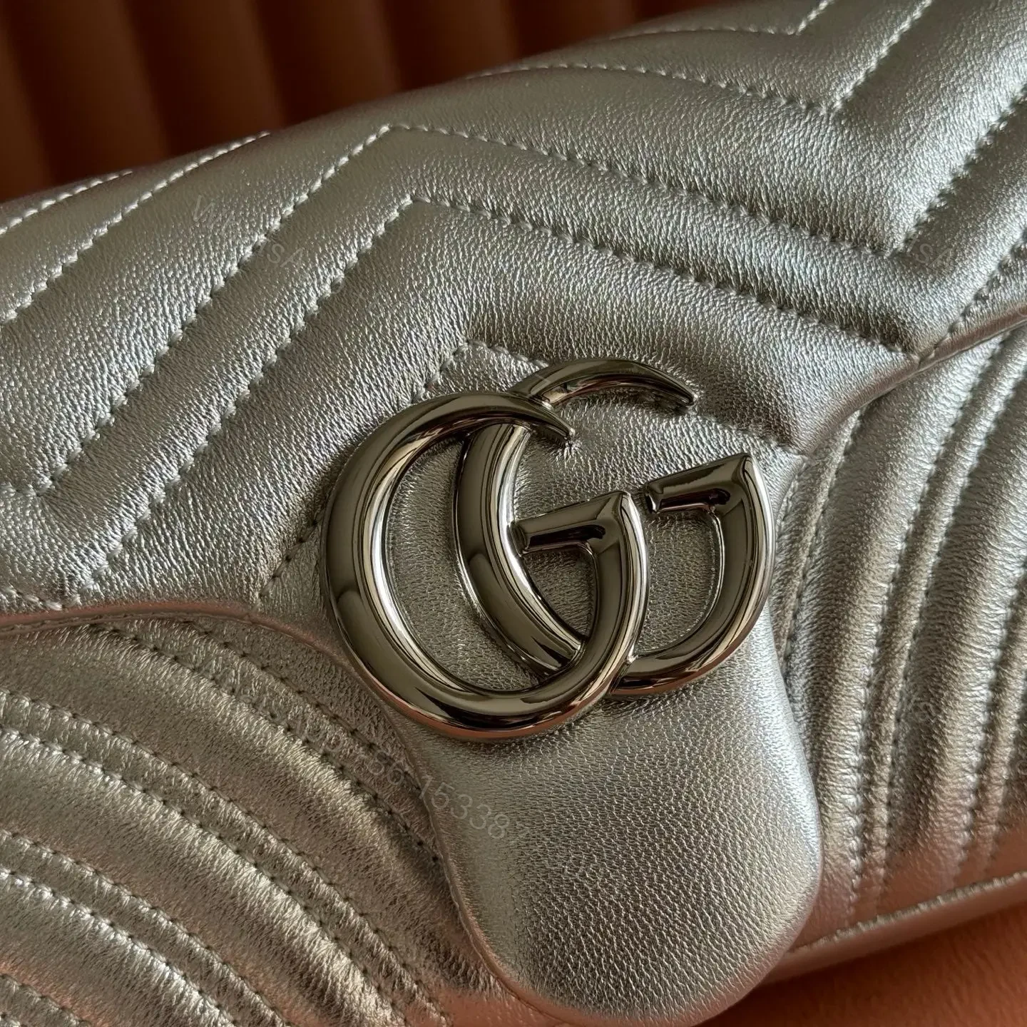 View 4 of GUCCI GG MARMONT BAG 26 IN SILVER LAMBSKIN