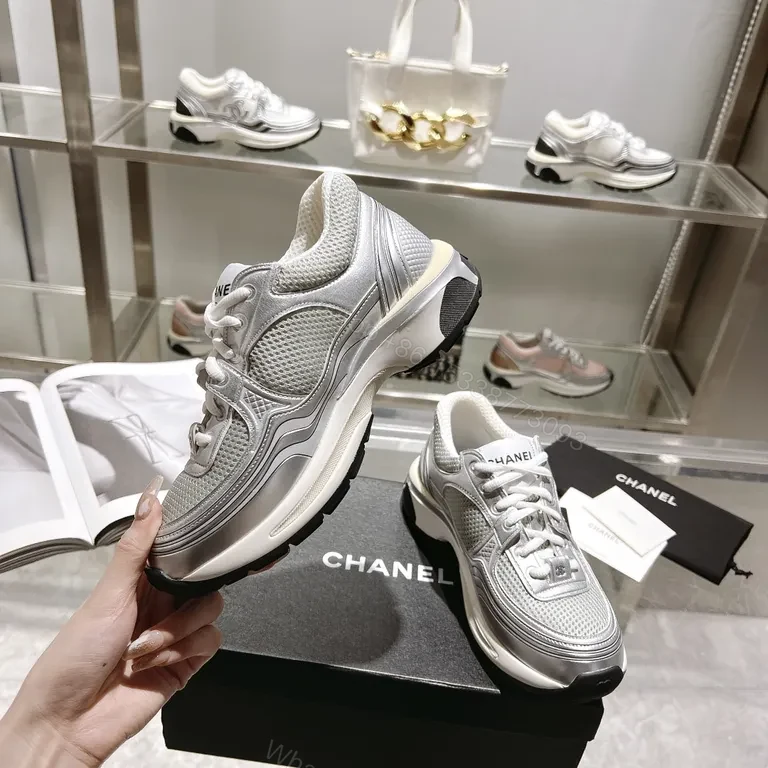 View 6 of Chic Silver-Accent Chanel-Inspired Luxury Sneakers