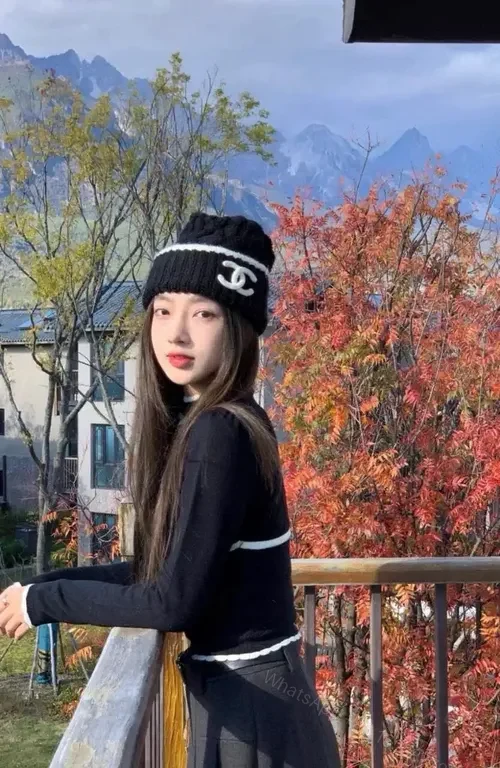 View 7 of Chic Knit Beanie Set: Luxury Logo Stripe Details