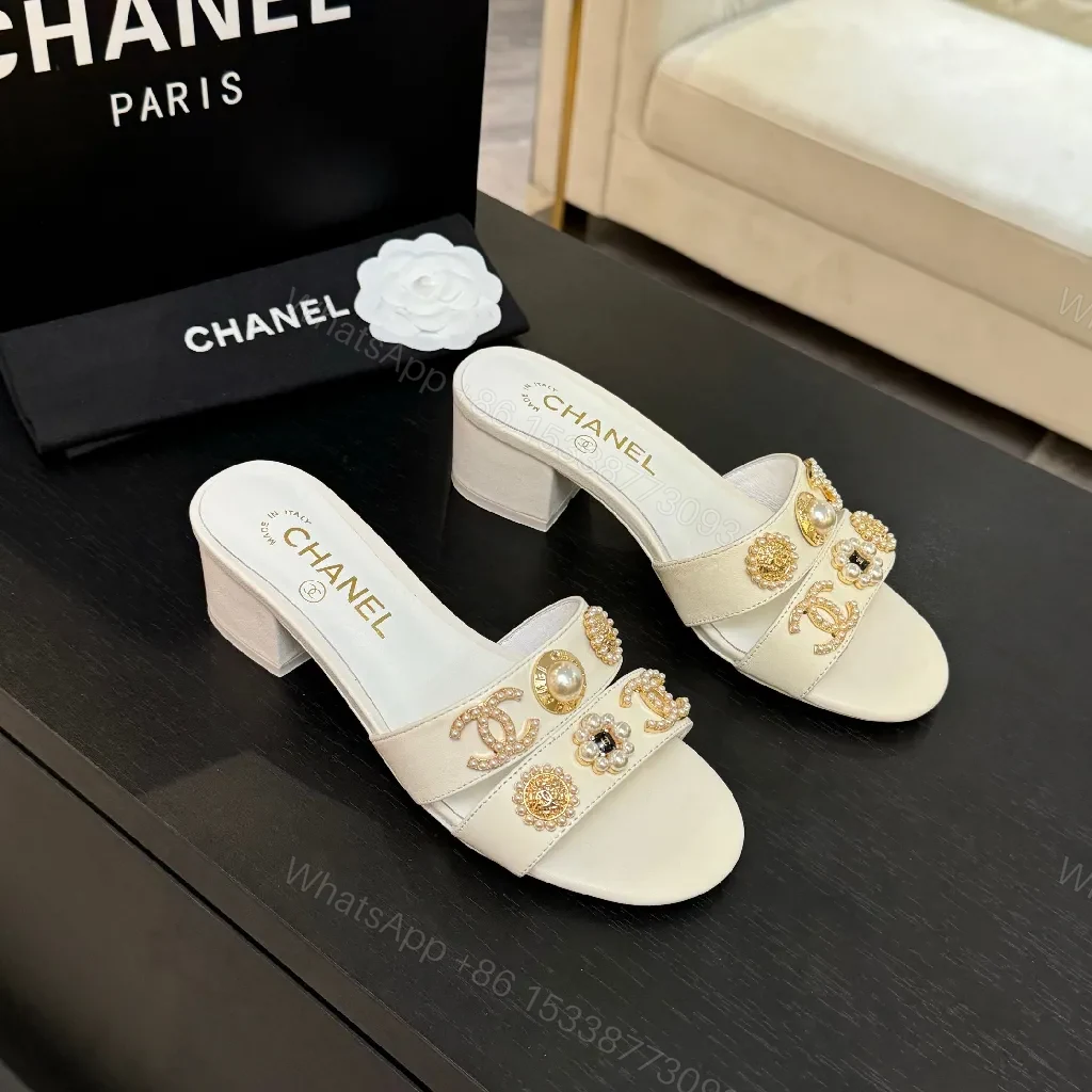 Embellished Block Heel Mules - Luxury Comfort, Open-Toe, Mid Heel — view 1