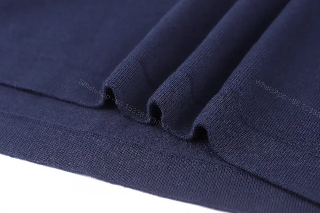 View 2 of Navy Knit Tee—Short Sleeve, Solid, LV Logo Chest