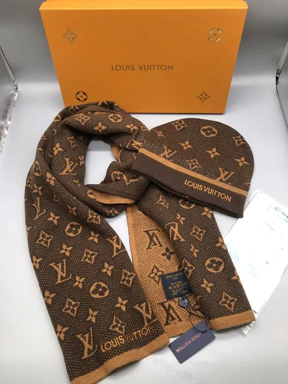 Louis Vuitton Monogram Wool-Blend Scarf & Beanie Set, Luxury Warmth — view 1