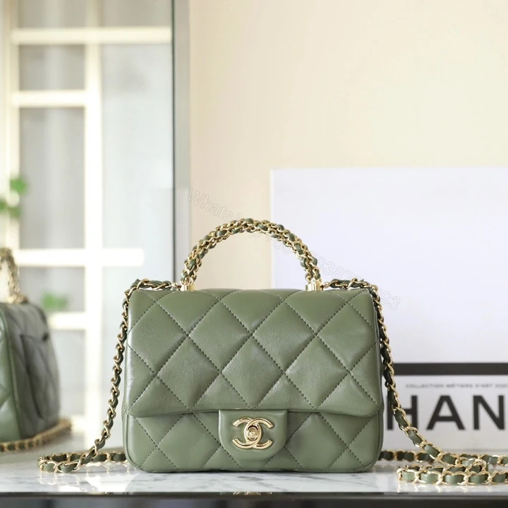 View 3 of 高仿Chanel*24B系列AS5032小羊皮單肩包古巴綠小號免檢版