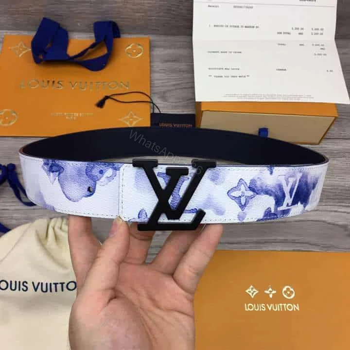 View 2 of LOUIS VUITTON SHAPE 40MM REVERSIBLE BELT WATERCOLOR BLUE – B80