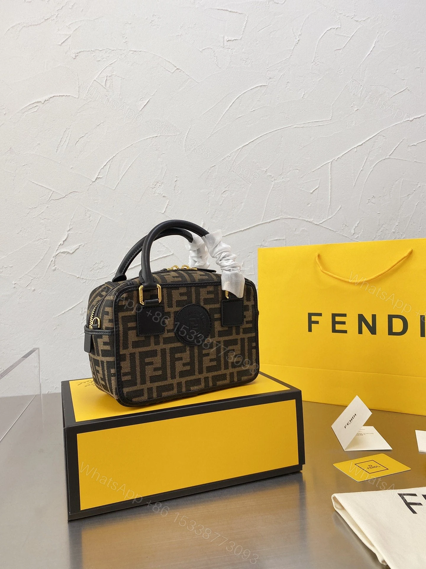 FENDI Boston logo detailed mini bowling bag — view 1
