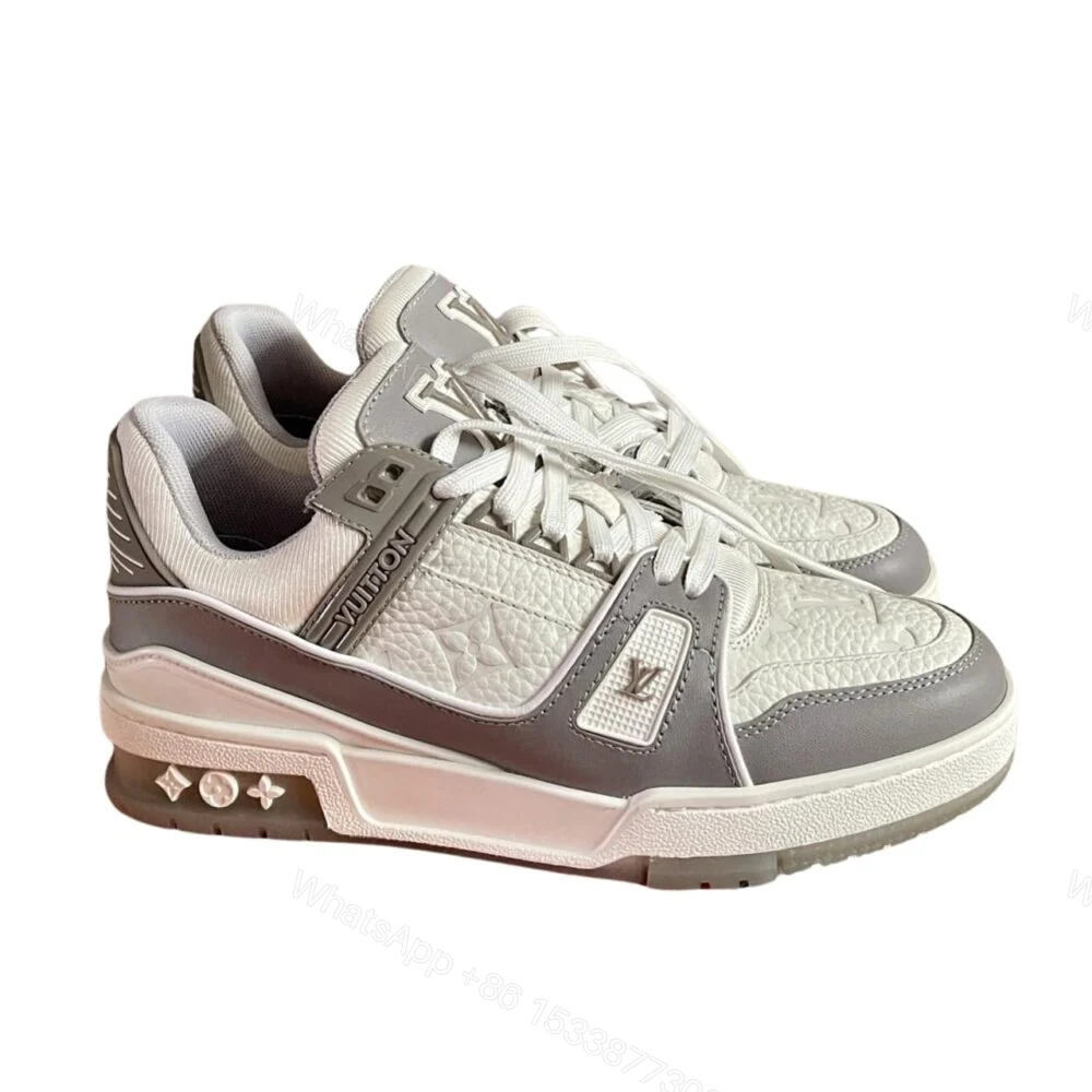 Louis Vuitton LV Trainer Sneaker Grey White 1A8KBA — view 1