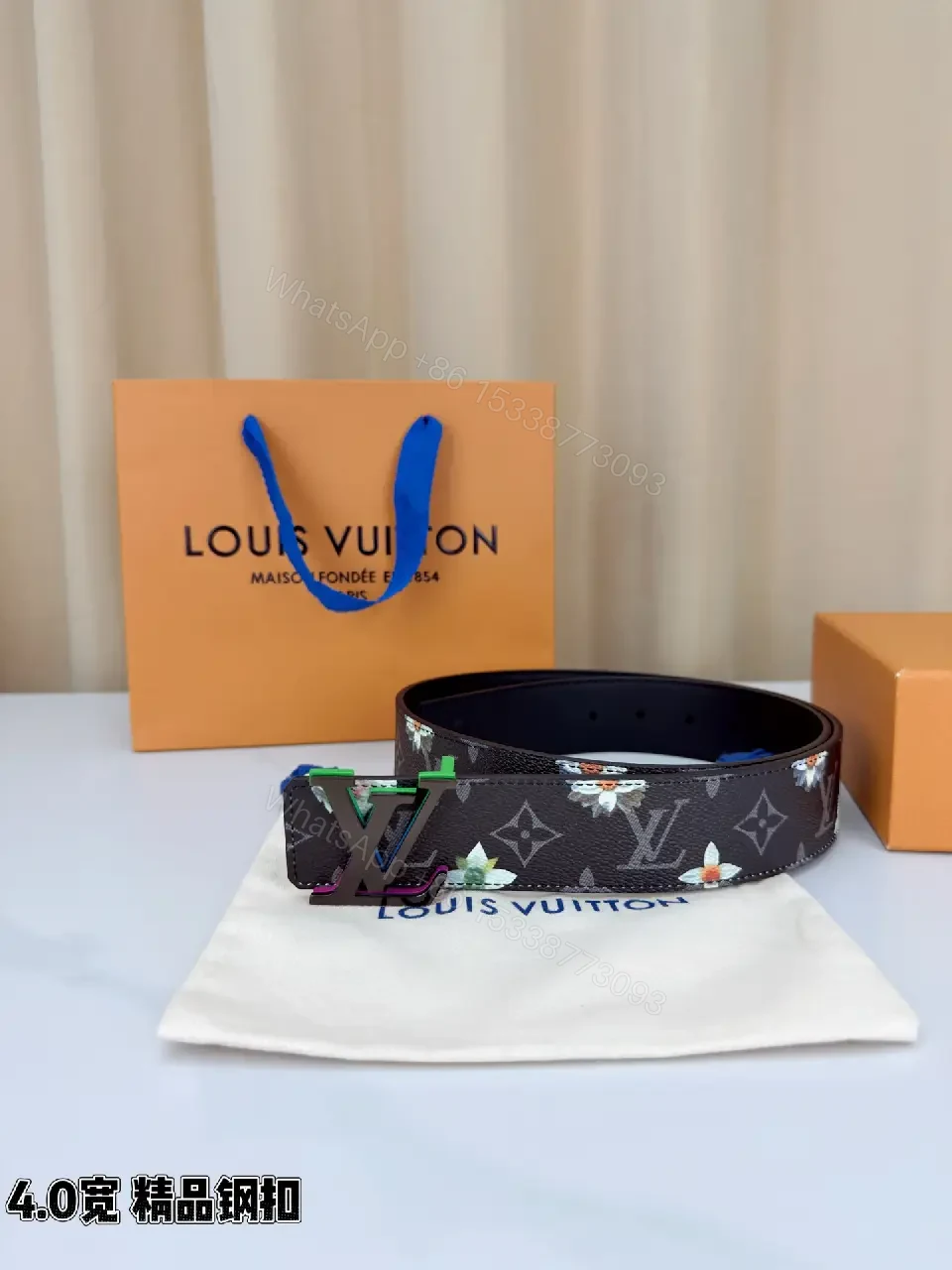 View 9 of Chic Monogram Floral Belt: Luxury Coated-Canvas Accessory